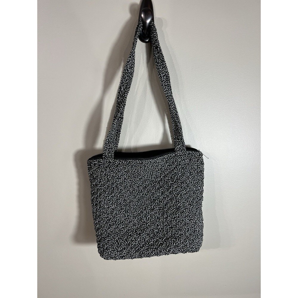 The SAK Crochet Woven Shoulder Purse Black & White Color